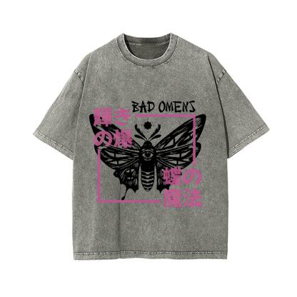 Butterfly Magic Vintage Wash Japanese Design T-Shirt