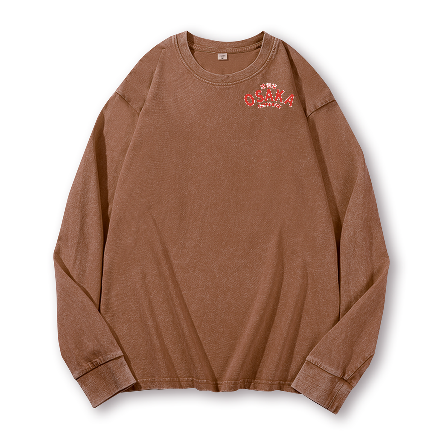 Osaka Dotonbori Drunken Octopus Vintage Washed Cotton Back Art Long-sleeve T-shirt