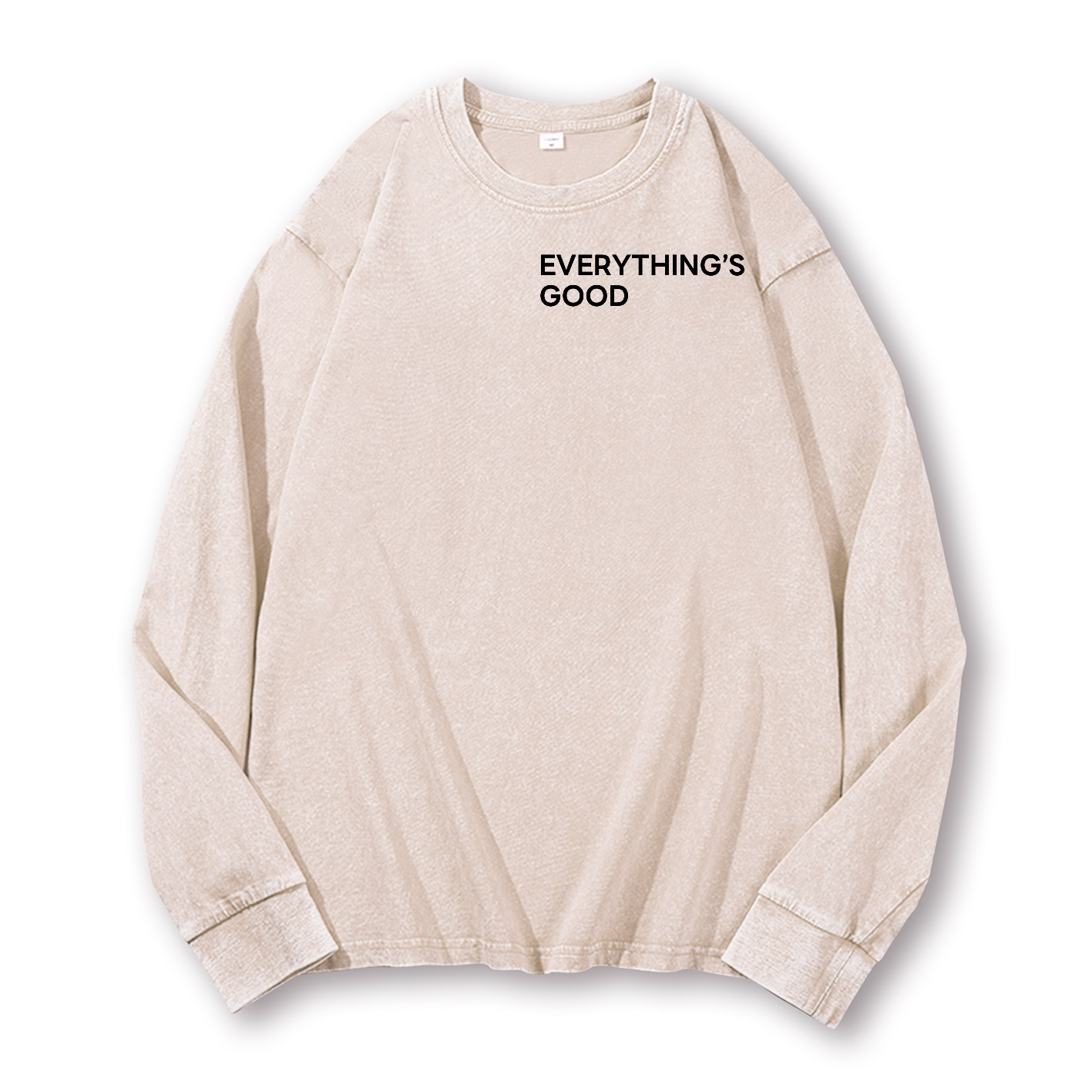 Cat Vintage Washed Cotton Back Art Long-sleeve T-shirt