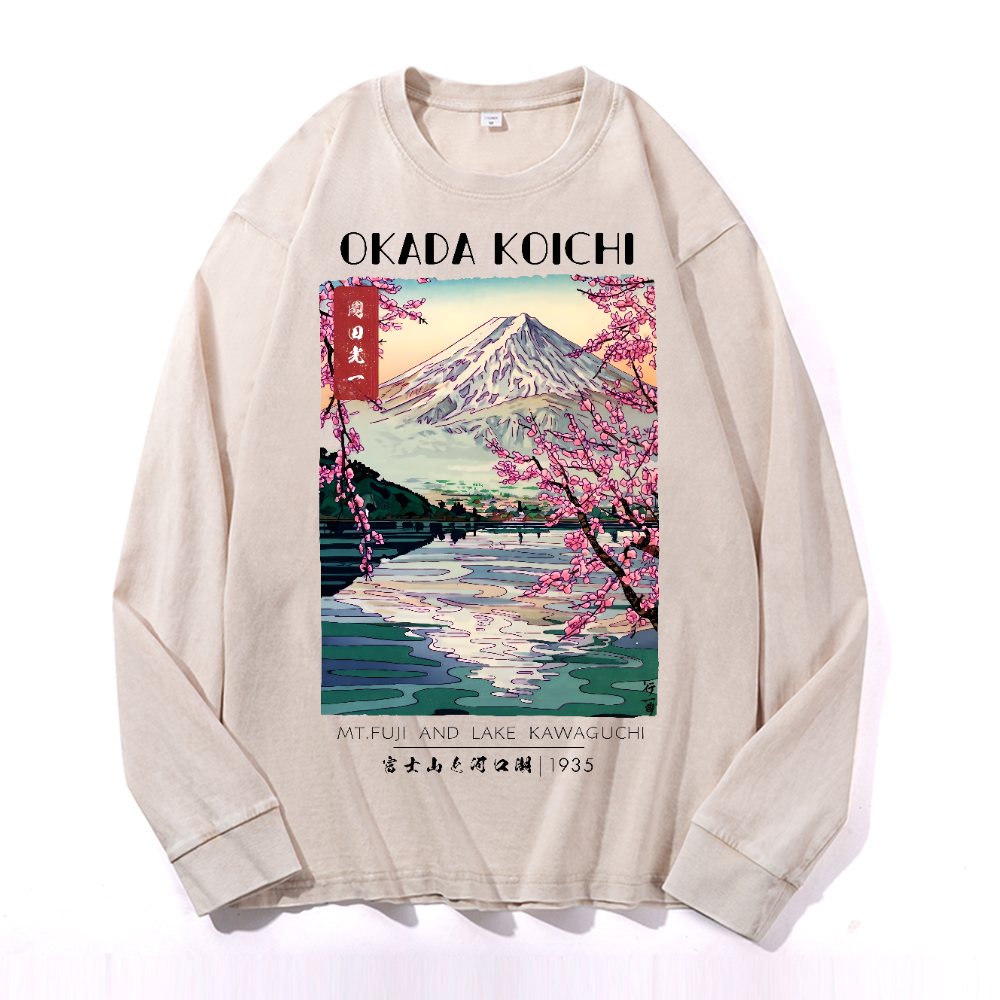 Fuji and Lake Vintage Cotton Wash Crewneck Sweatshirt
