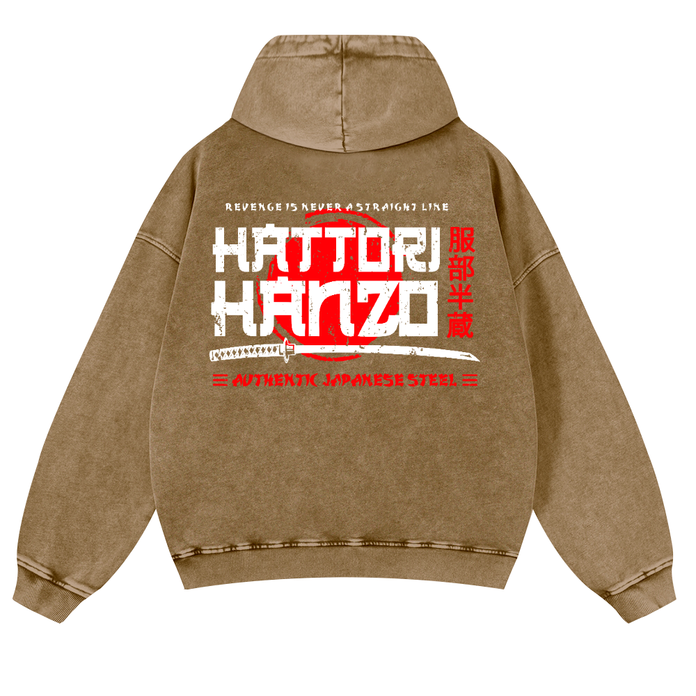 Okinawa Hattori Hanzo Vintage Washed Cotton Back Art Hoodie