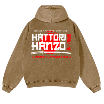 Okinawa Hattori Hanzo Vintage Washed Cotton Back Art Hoodie