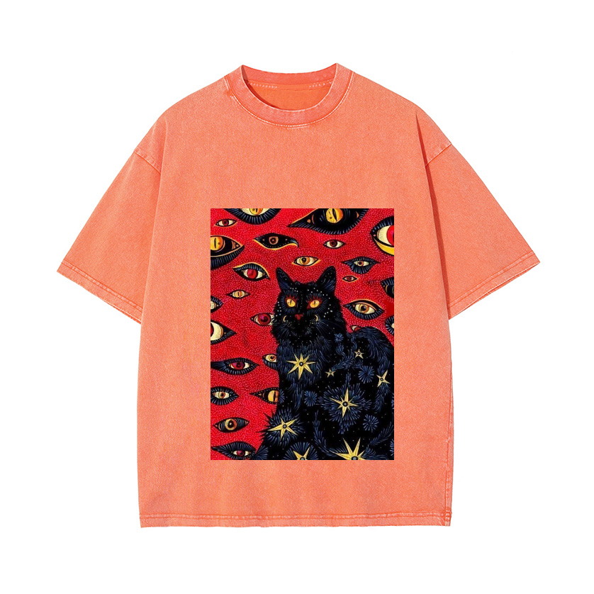 Cat Vintage Wash Japanese Design T-Shirt