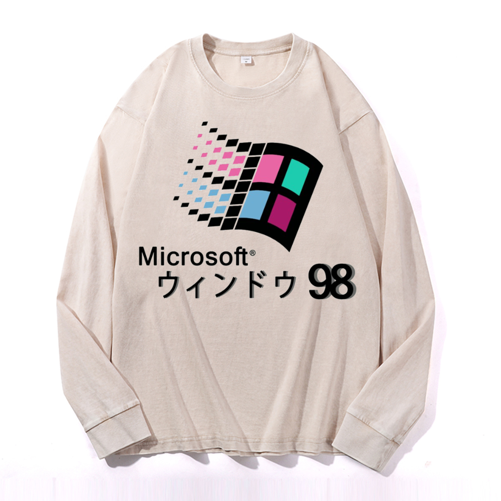 Microsoft Windows 98 Vintage Cotton Wash Crewneck Sweatshirt