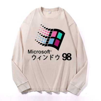 Microsoft Windows 98 Vintage Cotton Wash Crewneck Sweatshirt