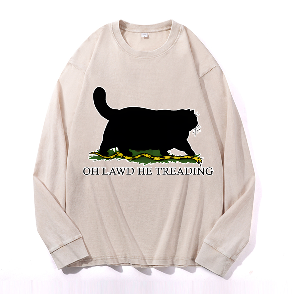 Black Cat Vintage Cotton Wash Crewneck Sweatshirt