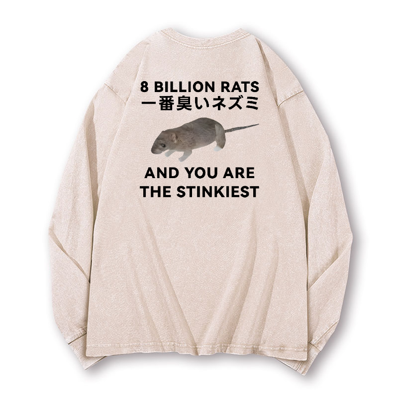 Rat Vintage Washed Cotton Back Art Long-sleeve T-shirt