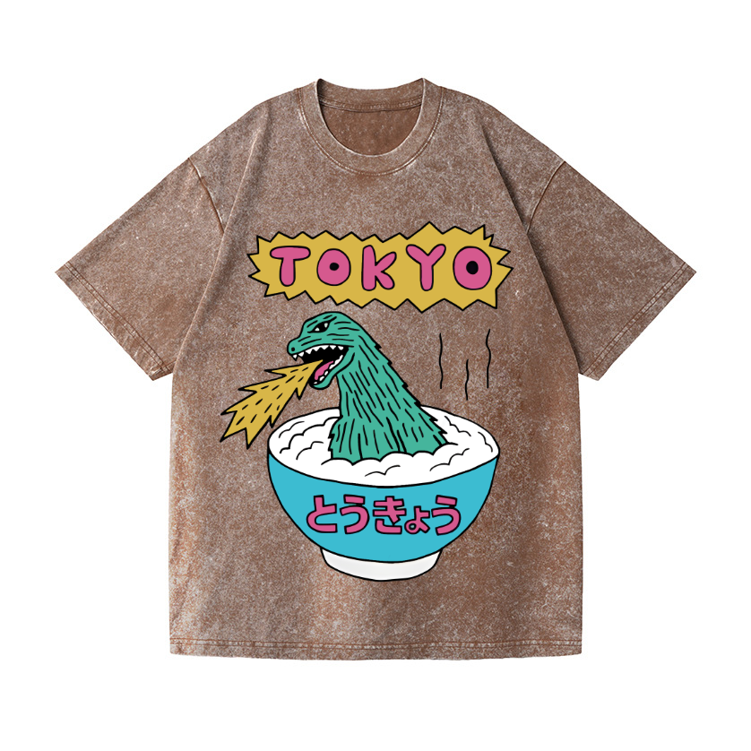 The Monster Rice of Tokyo Vintage Wash Japanese Design T-Shirt