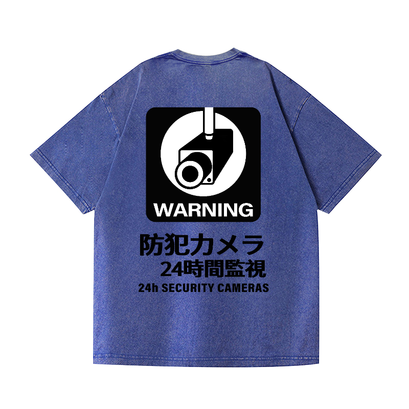 Security Cameras Vintage Wash Japanese Design Back Art T-Shirt
