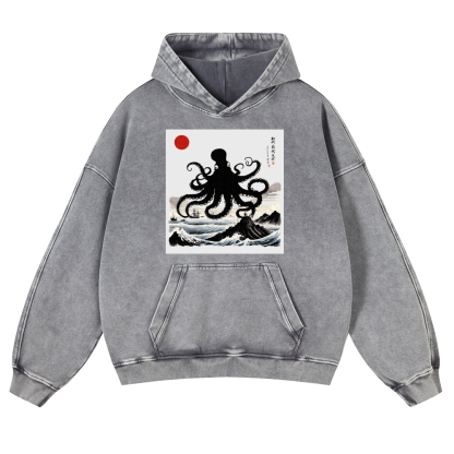 The Giant Octopus in the Sea Vintage Washed Thick Cotton Hoodie