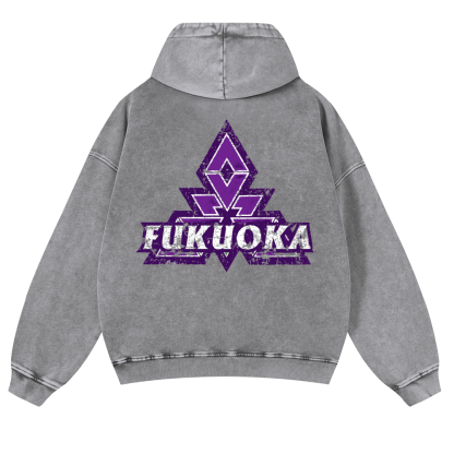 Fukuoka Vintage Washed Cotton Back Art Hoodie