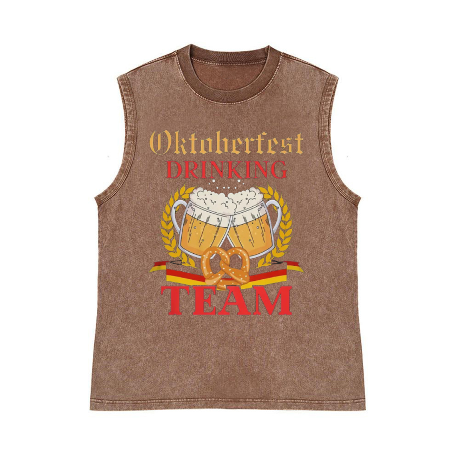 Oktoberfest Drinking Team Pure Cotton Wash-Dyed Sleeveless Tank Top