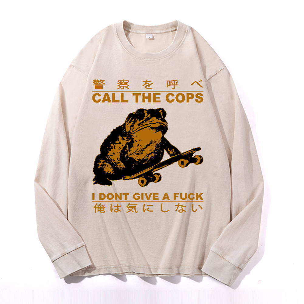 Frog Cops Vintage Cotton Wash Long-sleeve T-shirt