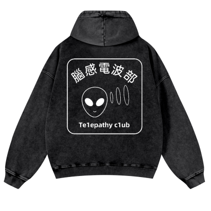 Telepathy Club Vintage Washed Cotton Back Art Hoodie