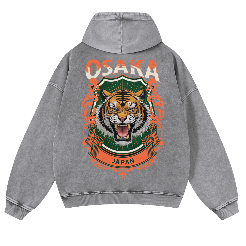 Osaka Tiger Vintage Washed Cotton Back Art Hoodie