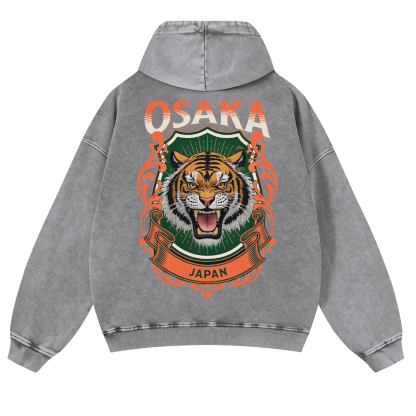 Osaka Tiger Vintage Washed Cotton Back Art Hoodie
