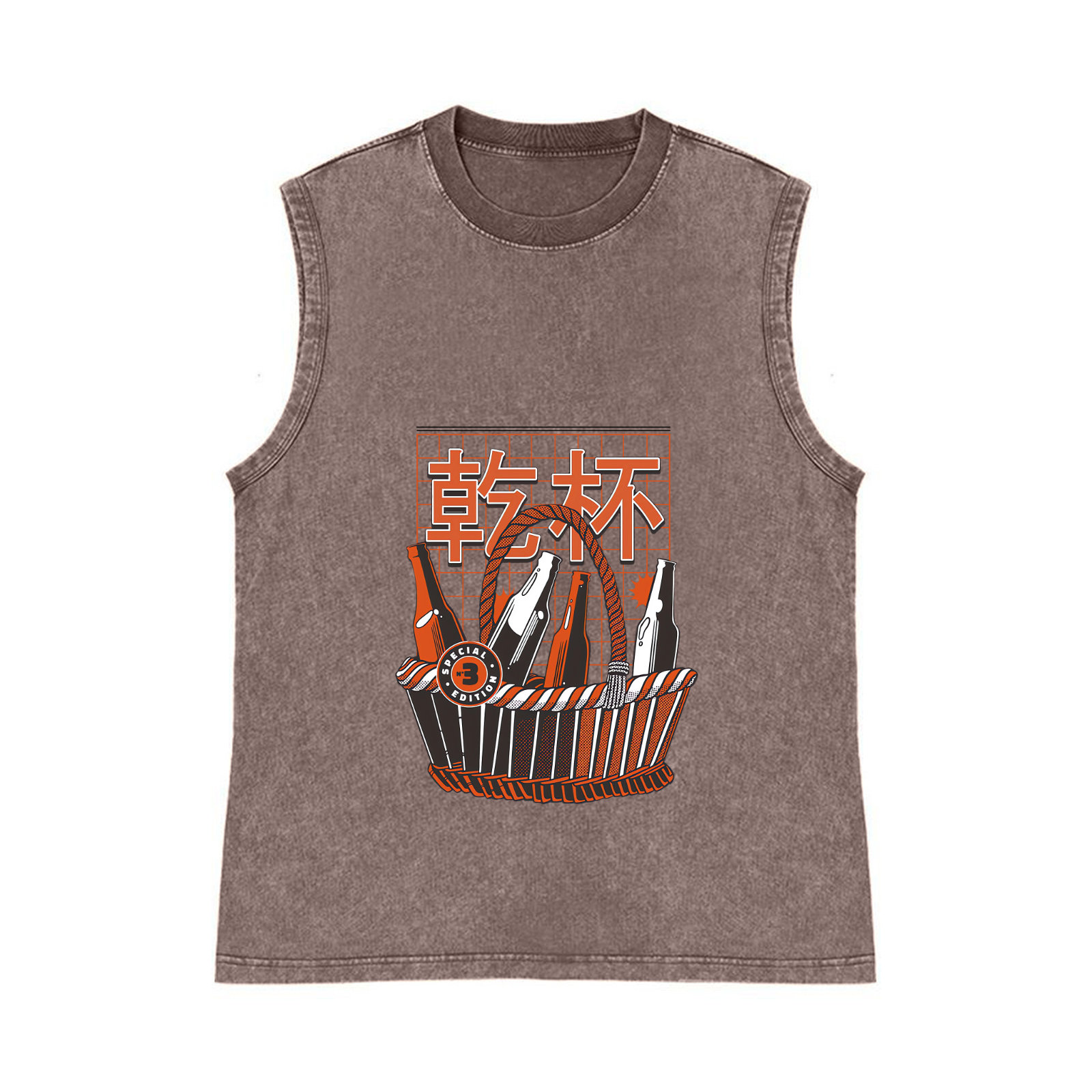 Cheers Cup Pure Cotton Wash-Dyed Sleeveless Tank Top