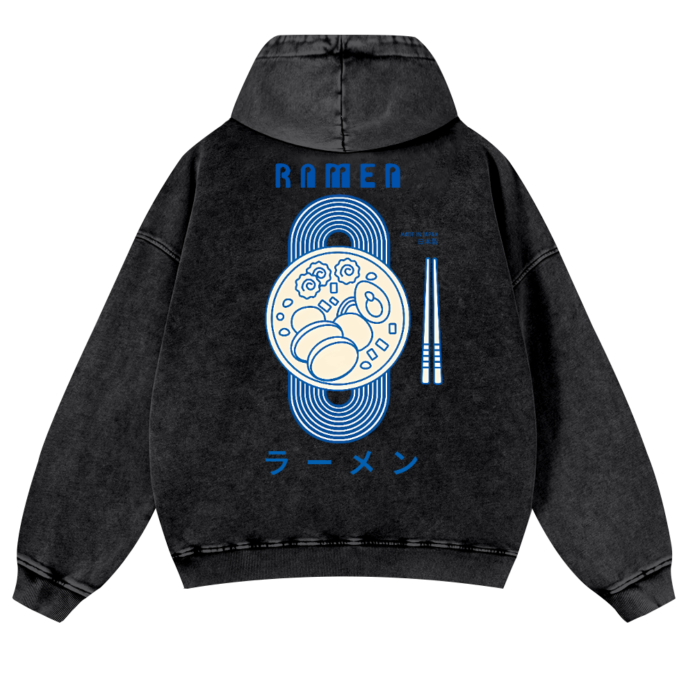 Ramen Vintage Washed Cotton Back Art Hoodie
