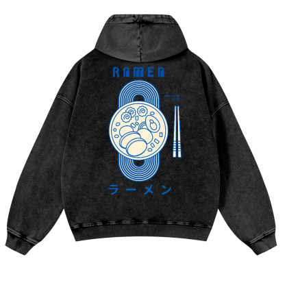 Ramen Vintage Washed Cotton Back Art Hoodie