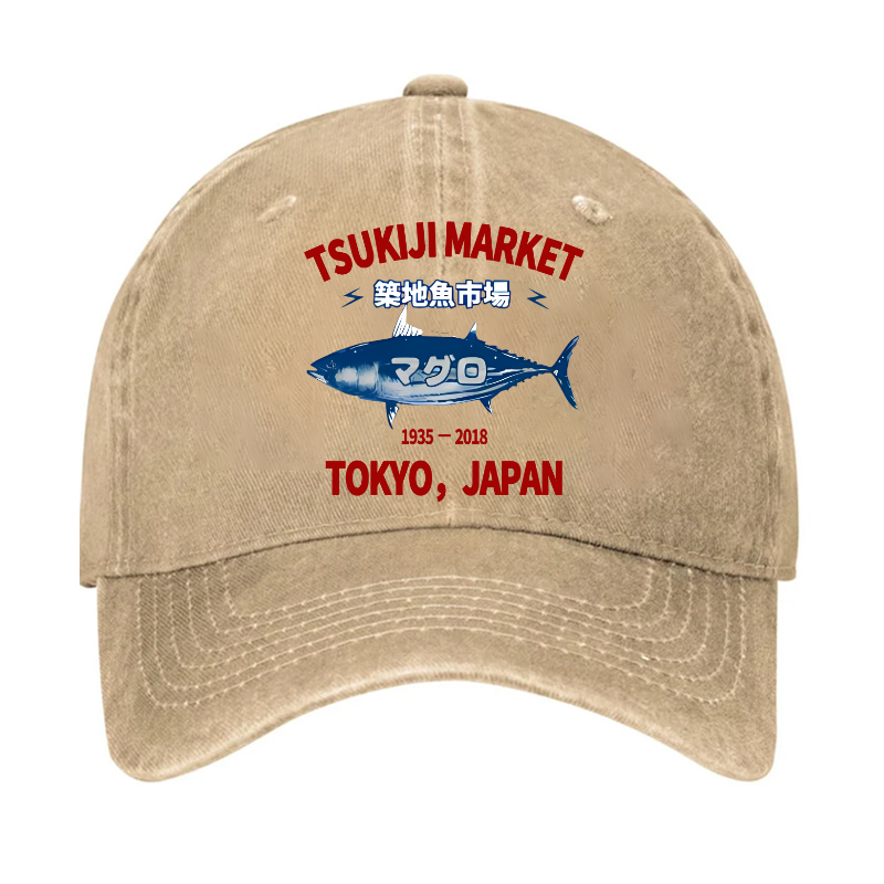 Tsukiji Market Tuna Fish Tokyo Japan Vintage Cotton Cap