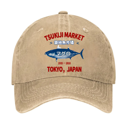 Tsukiji Market Tuna Fish Tokyo Japan Vintage Cotton Cap