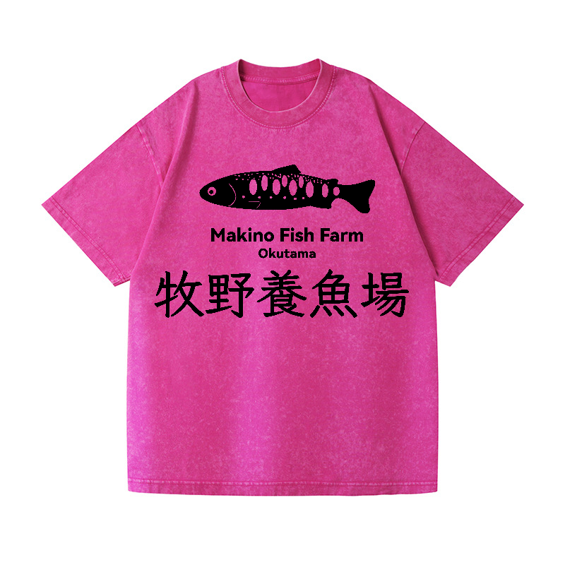 Makino Fish Farm Okutama Vintage Wash Japanese Design T-Shirt