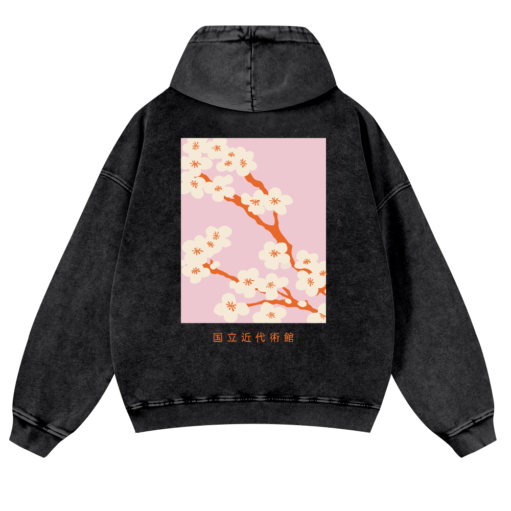 Sakura Vintage Washed Cotton Back Art Hoodie