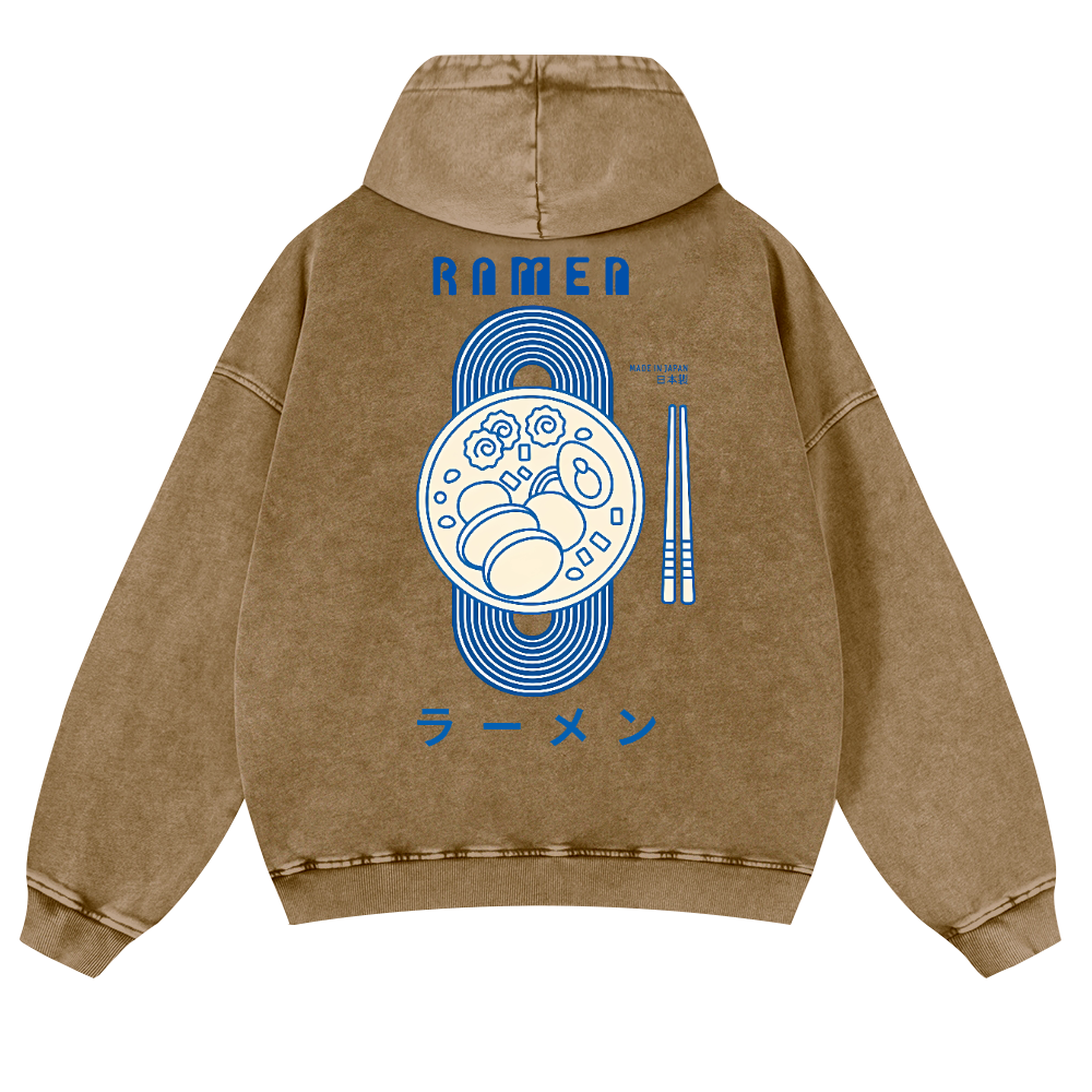 Ramen Vintage Washed Cotton Back Art Hoodie