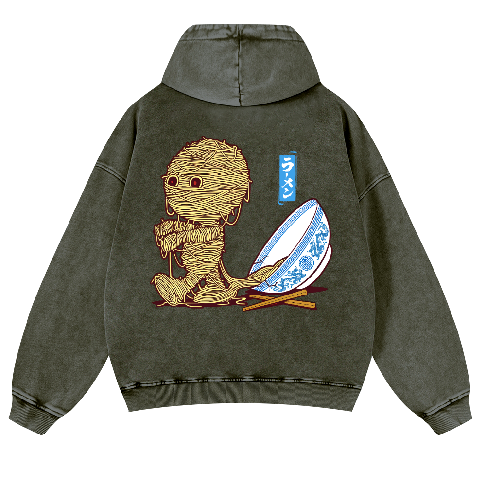 Ramen Yummy Vintage Washed Cotton Back Art Hoodie