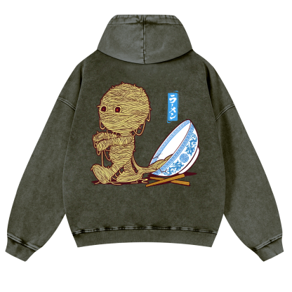 Ramen Yummy Vintage Washed Cotton Back Art Hoodie