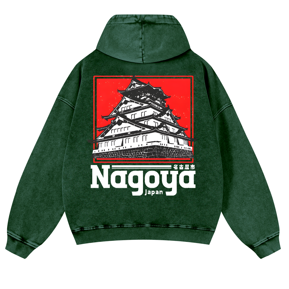 Nagoya Japan Vintage Washed Cotton Back Art Hoodie