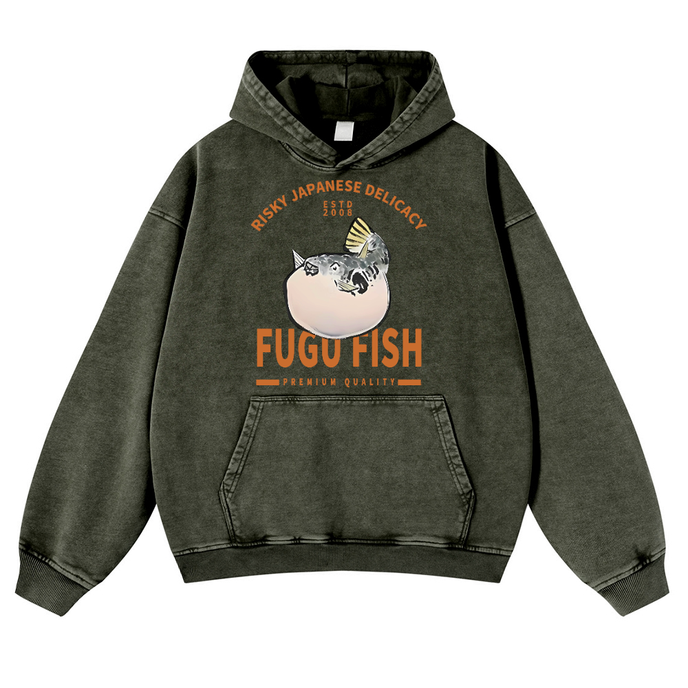 Japan's Risky Eats Vintage Washed Thick Cotton Hoodie