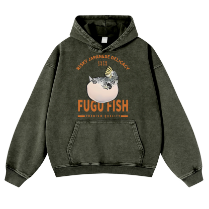 Japan's Risky Eats Vintage Washed Thick Cotton Hoodie