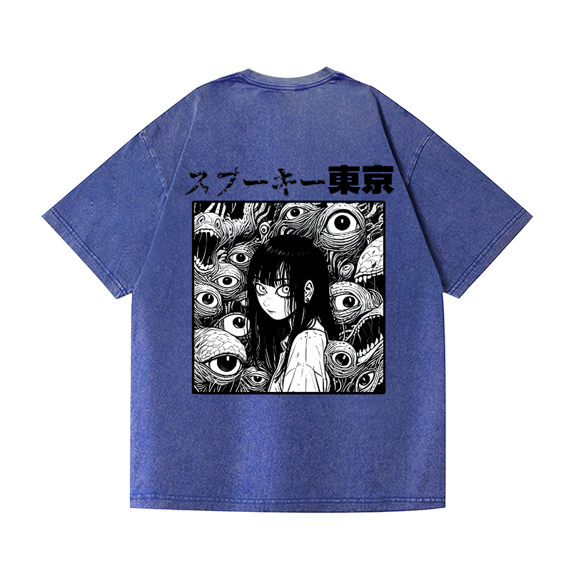 Tokyo Girl Vintage Wash Japanese Design Back Art T-Shirt
