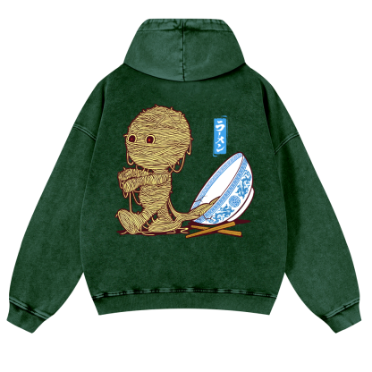 Ramen Yummy Vintage Washed Cotton Back Art Hoodie