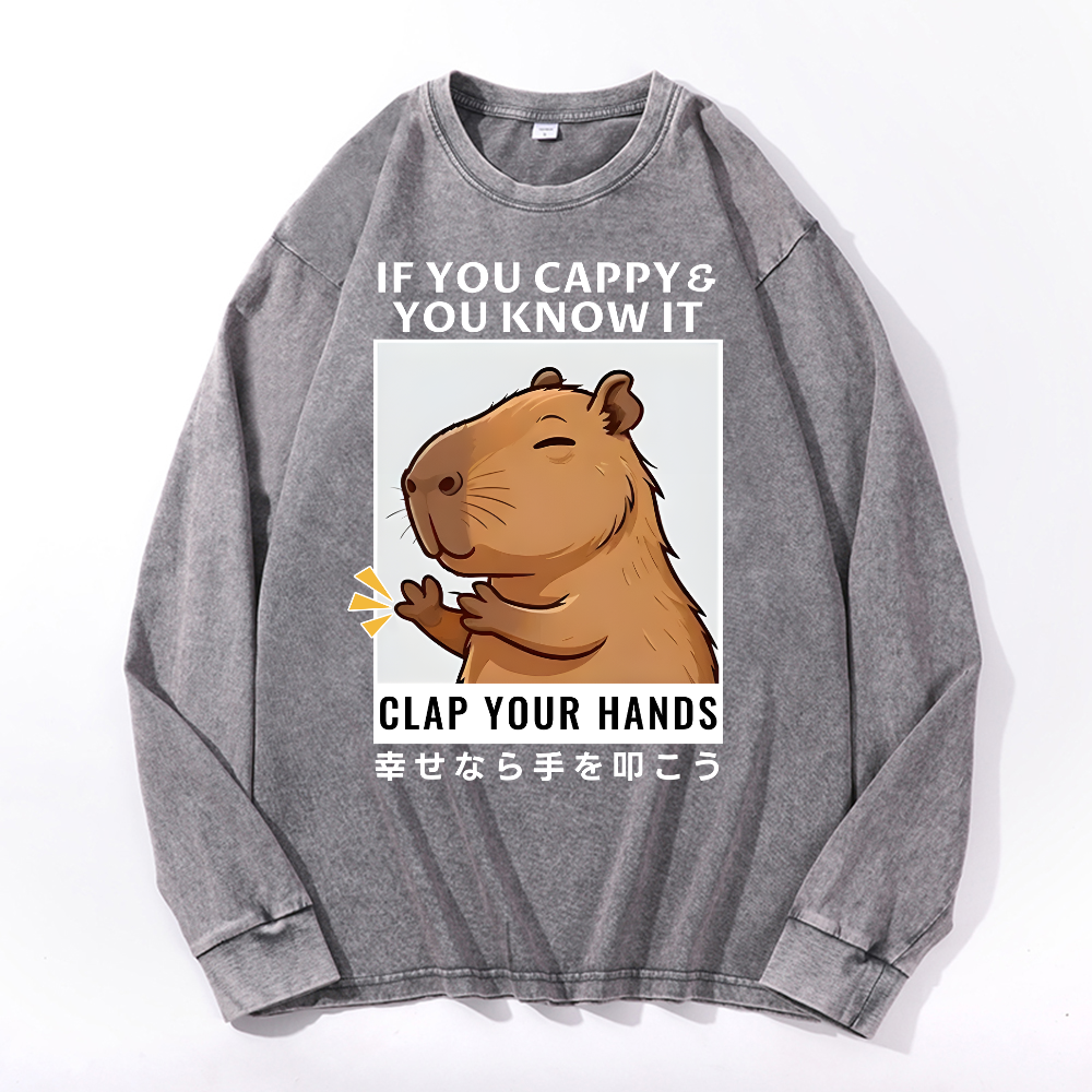 Capybara Vintage Cotton Wash Long-sleeve T-shirt