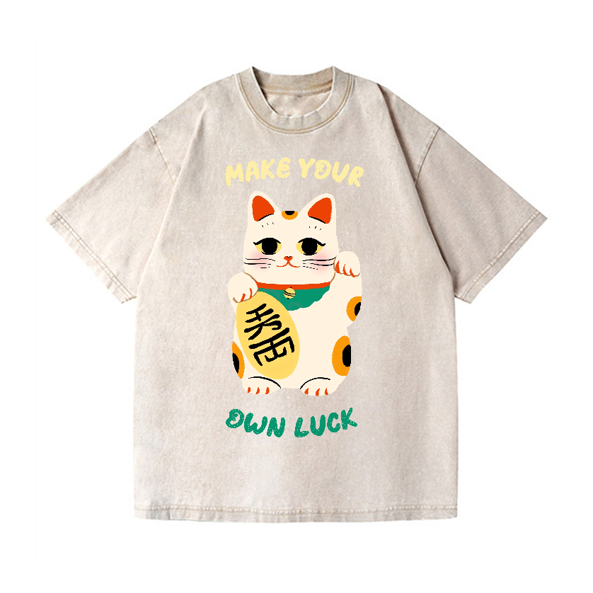 Lucky Cat Vintage Wash Japanese Design T-Shirt
