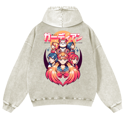Sailor Moon Vintage Washed Cotton Back Art Hoodie