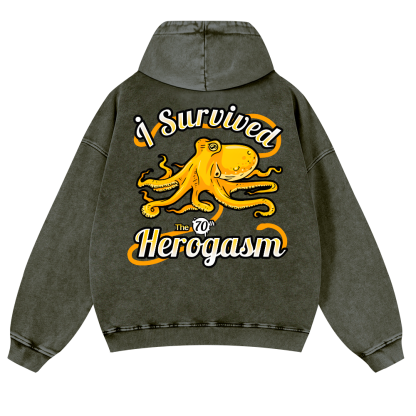 Octopus Vintage Washed Cotton Back Art Hoodie