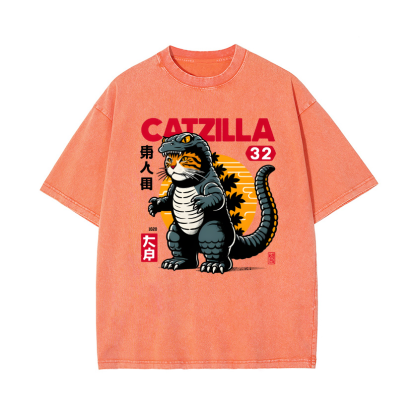 Catzilla Vintage Wash Japanese Design T-Shirt