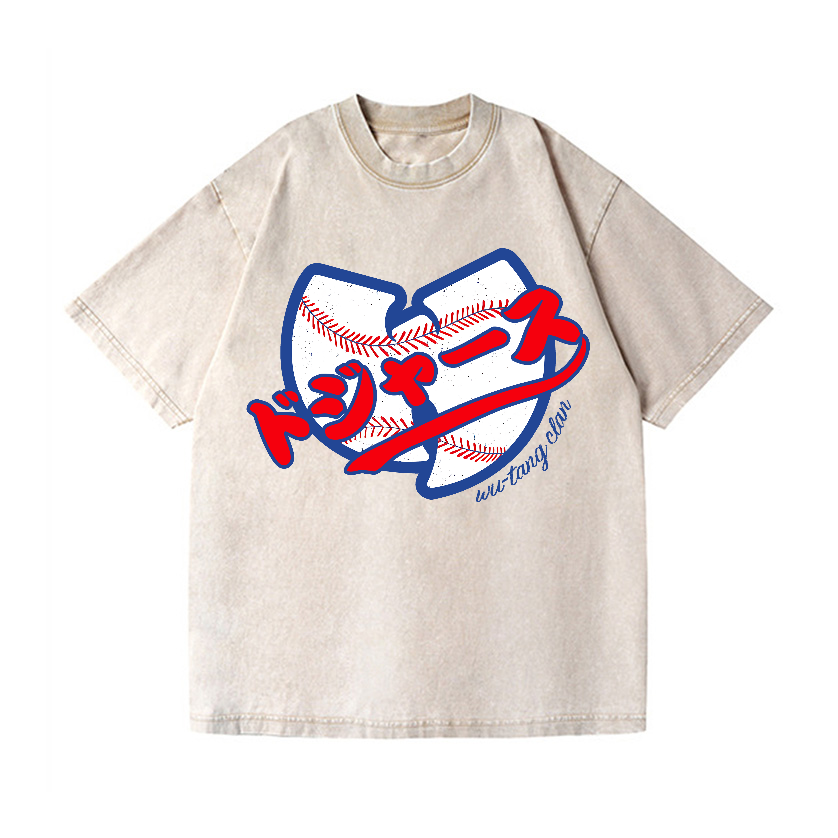 Dodgers Dream Wu Tang Clan Baseball Vintage Wash Japanese Design T-Shirt