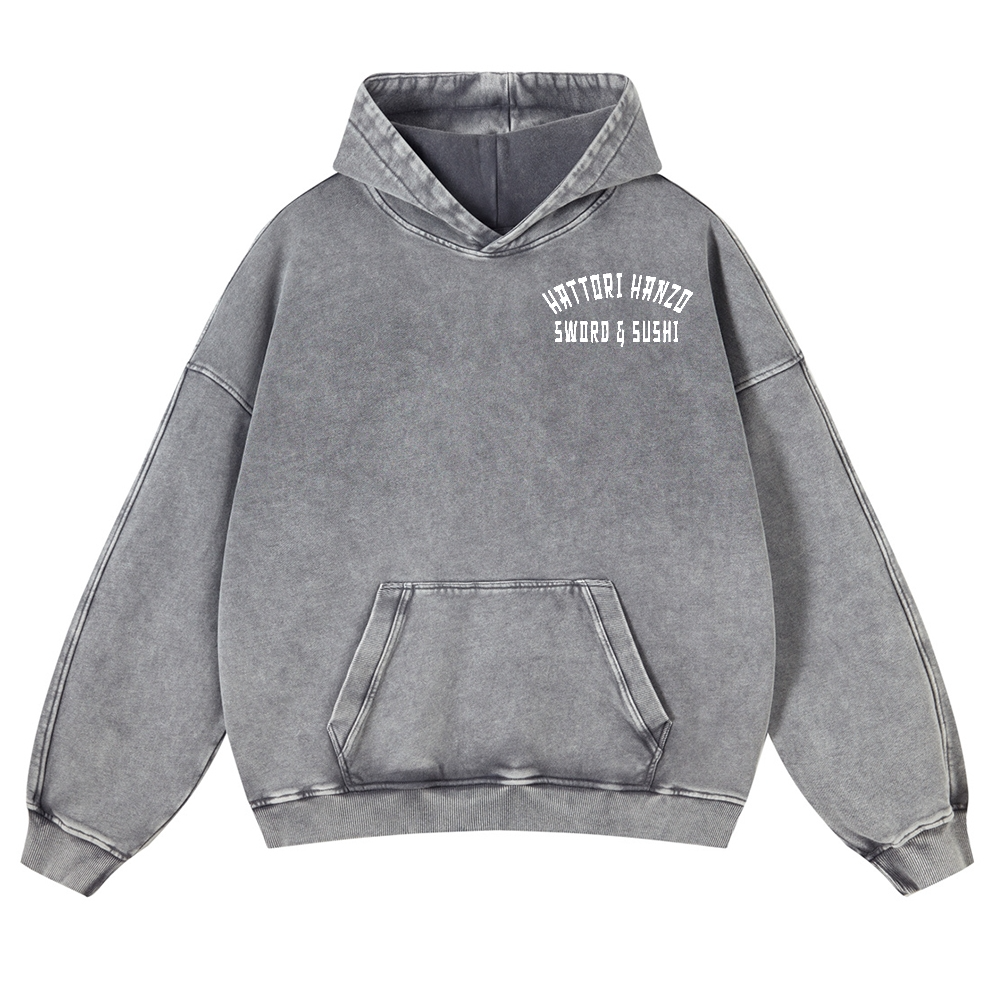 Hattori Hanzo Komainu Vintage Washed Cotton Back Art Hoodie