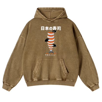 Delicious Salmon Sushi Vintage Washed Thick Cotton Hoodie
