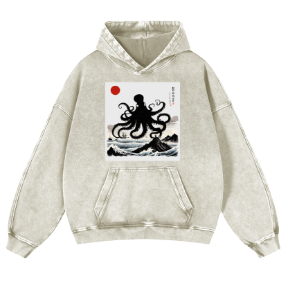 The Giant Octopus in the Sea Vintage Washed Thick Cotton Hoodie