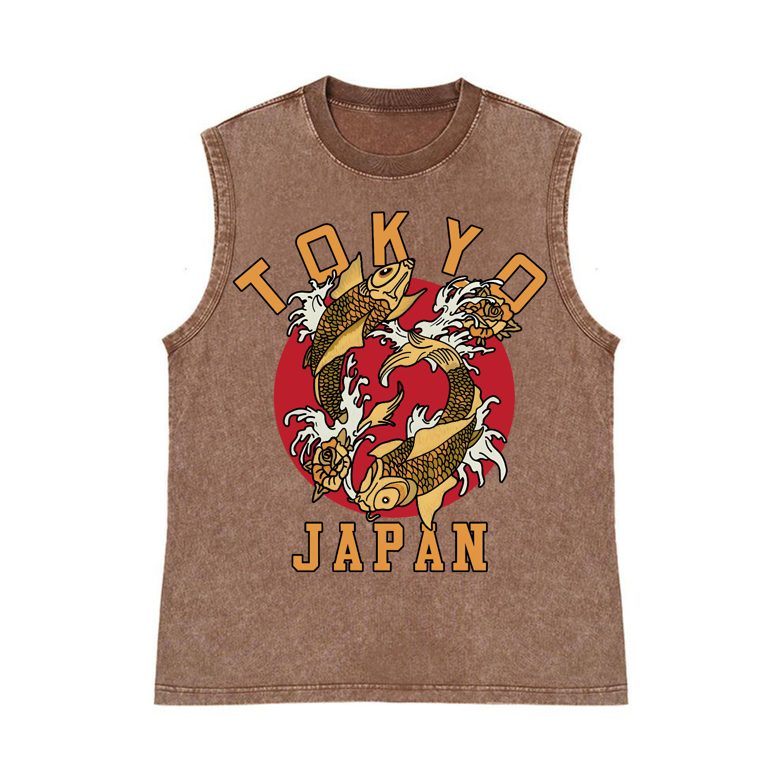 Tokyo Japan Fish Pure Cotton Wash-Dyed Sleeveless Tank Top