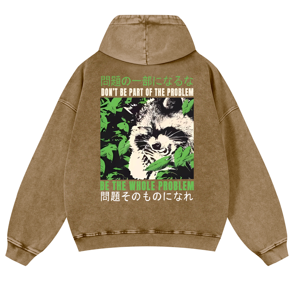 Raccoon Vintage Washed Cotton Back Art Hoodie