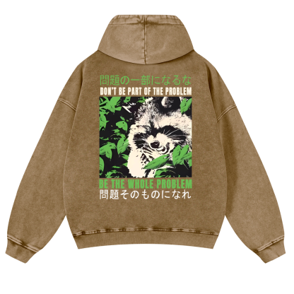Raccoon Vintage Washed Cotton Back Art Hoodie