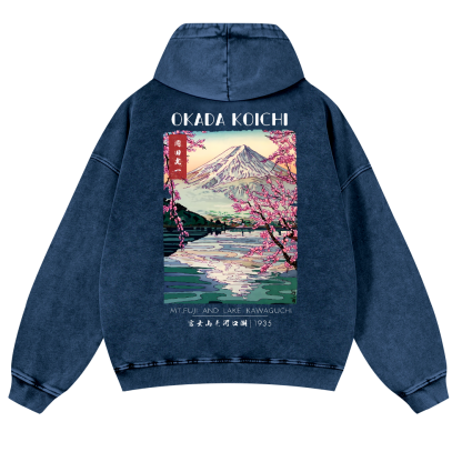 Okada Koichi Vintage Washed Cotton Back Art Hoodie