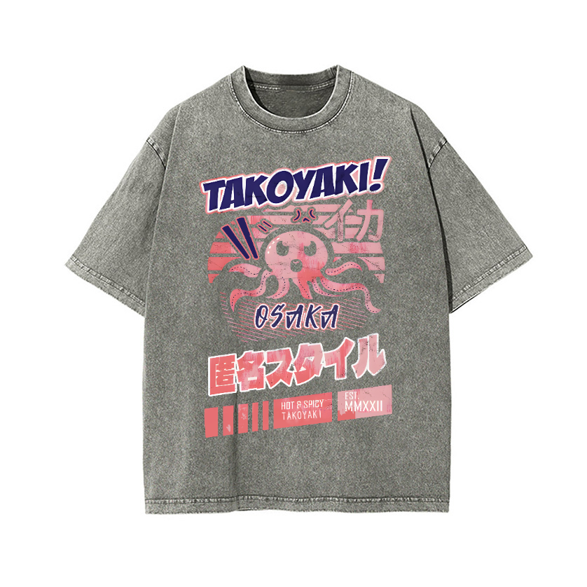 Octopus Takoyaki Vintage Wash Japanese Design T-Shirt
