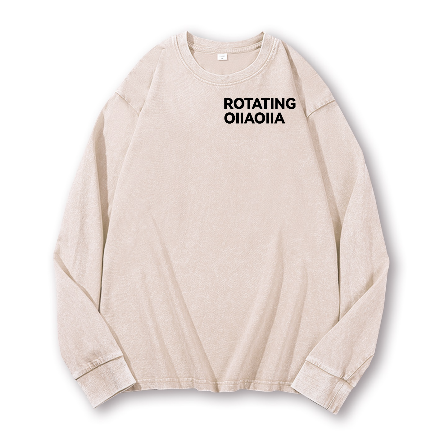 OIIA Cat Vintage Washed Cotton Back Art Long-sleeve T-shirt